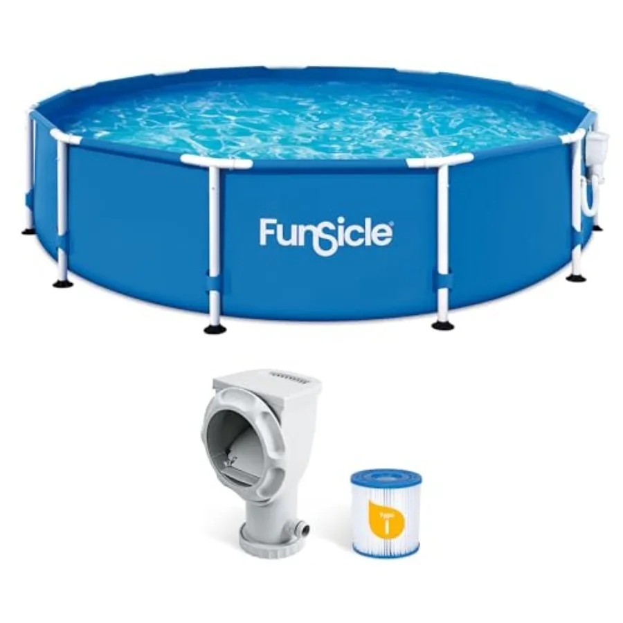 Above ground swimming pool for backyard use, durable vinyl material, blue, includes FiltraBoost 400 GPH filter pump, 12' x 30"
Above ground swimming pool for backyard use, durable vinyl material, blue, includes FiltraBoost 400 GPH filter pump, 12' x 30"