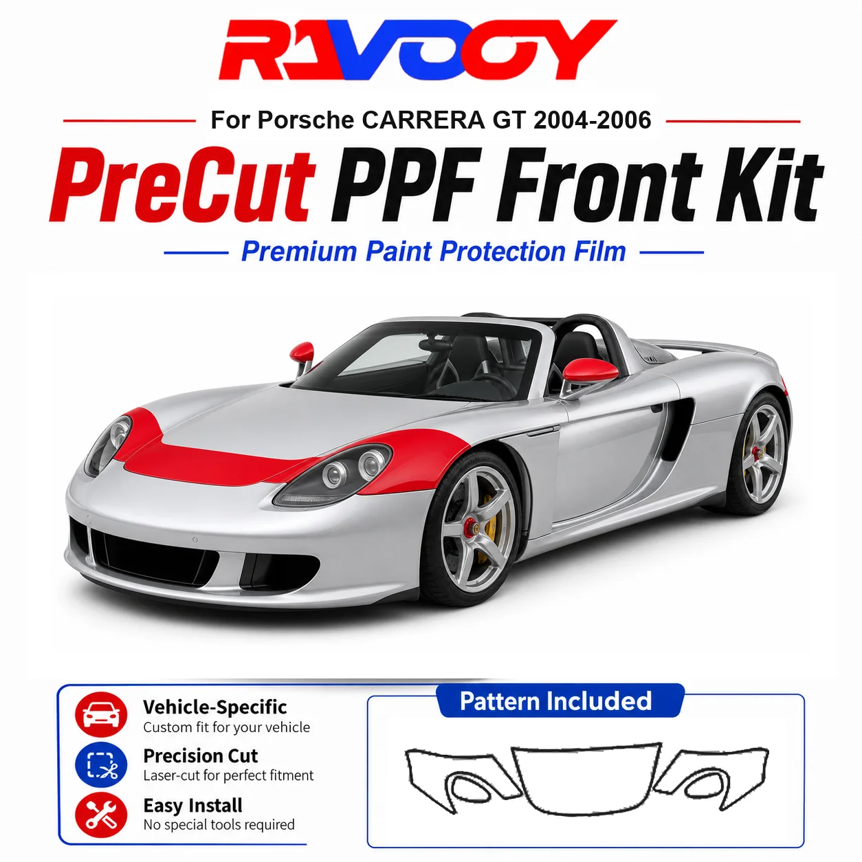 8.5mil TPU Precut PPF Kit For Porsche CARRERA GT 2004-2006 - Hood, Fenders & Mirror Set - Self-Healing Clear Bra Film
8.5mil TPU Precut PPF Kit For Porsche CARRERA GT 2004-2006 - Hood, Fenders & Mirror Set - Self-Healing Clear Bra Film
