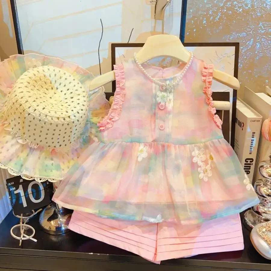 Shorts Set for Girls, Summer 2025 New Sleeveless Thousand Layer Flower Embroidered Doll Shirt Chiffon Two Piece Set
Shorts Set for Girls, Summer 2025 New Sleeveless Thousand Layer Flower Embroidered Doll Shirt Chiffon Two Piece Set