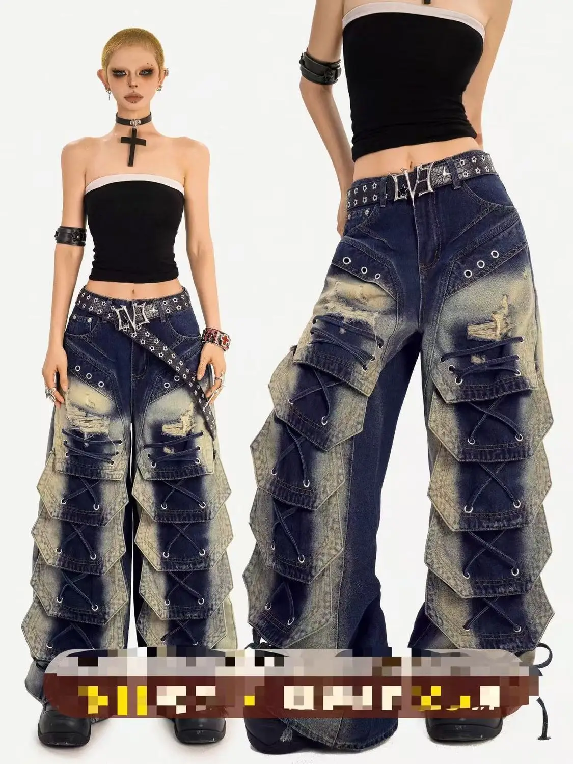 Retro Y2k Jeans American Heavy Duty Washed Oversized Pocket Cargo Pants Women Punk Goth High Waisted Baggy Jeans Girl Streetwear
Retro Y2k Jeans American Heavy Duty Washed Oversized Pocket Cargo Pants Women Punk Goth High Waisted Baggy Jeans Girl Streetwear