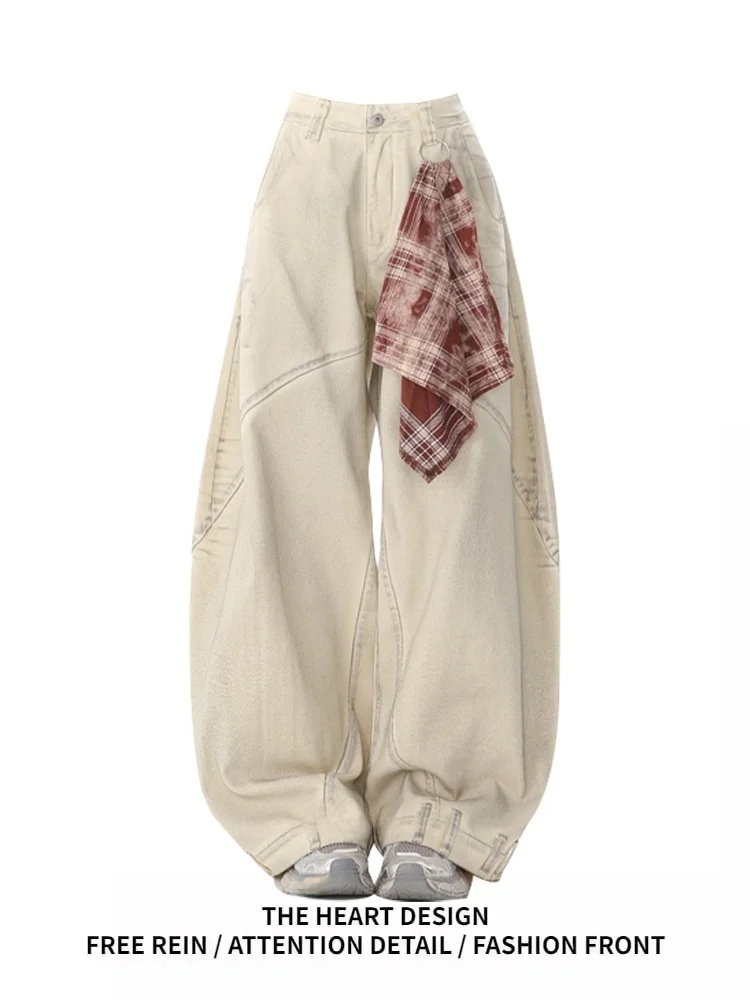 Американские ретро-шарфы на талии, широкие джинсы, женские летние длинные брюки 2025, новый дизайн, модные повседневные джинсовые джинсы с высокой талией
Американские ретро-шарфы на талии, широкие джинсы, женские летние длинные брюки 2025, новый дизайн, модные повседневные джинсовые джинсы с высокой талией