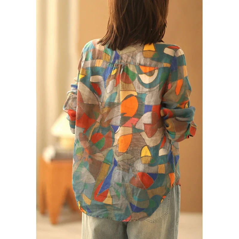 Spring Autumn Vintage Simple Cotton Linen Floral Printed Loose Casual Blouse Top Women Lapel Long Sleeve Pockets Button Up Shirt
Spring Autumn Vintage Simple Cotton Linen Floral Printed Loose Casual Blouse Top Women Lapel Long Sleeve Pockets Button Up Shirt