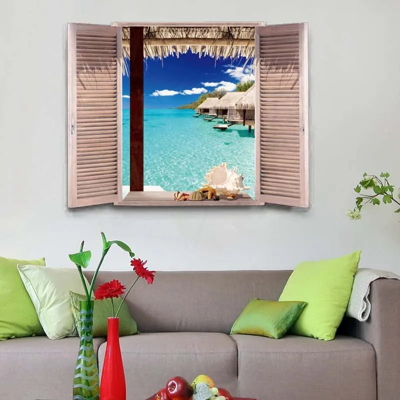 Thatched Cottage on Sea, View Mural, 3D Wall Art, Fake Wooden Window, Vinyl Stickers, for Home Decorations, Scenery Wallpaper
Thatched Cottage on Sea, View Mural, 3D Wall Art, Fake Wooden Window, Vinyl Stickers, for Home Decorations, Scenery Wallpaper