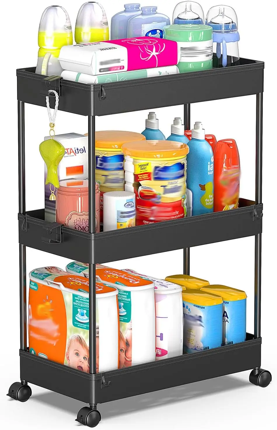 3-Tier Rolling Storage Cart with Wheels, Adjustable Shelves for Bathroom Kitchen Office Home Organization
3-Tier Rolling Storage Cart with Wheels, Adjustable Shelves for Bathroom Kitchen Office Home Organization