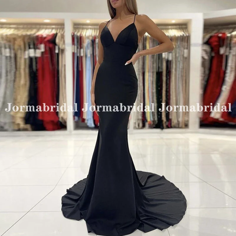 Sexy Black Mermaid Evening Dresses V-Neck Spaghetti Stap Formal Party Dress Stretch Satin Crisscross Low Back Long Prom Gowns
Sexy Black Mermaid Evening Dresses V-Neck Spaghetti Stap Formal Party Dress Stretch Satin Crisscross Low Back Long Prom Gowns
