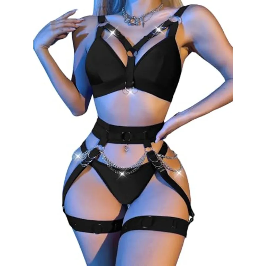 Lilosy Sexy Chain Strappy Garter Belt Women Lingerie Set Rave Outfits
Lilosy Sexy Chain Strappy Garter Belt Women Lingerie Set Rave Outfits