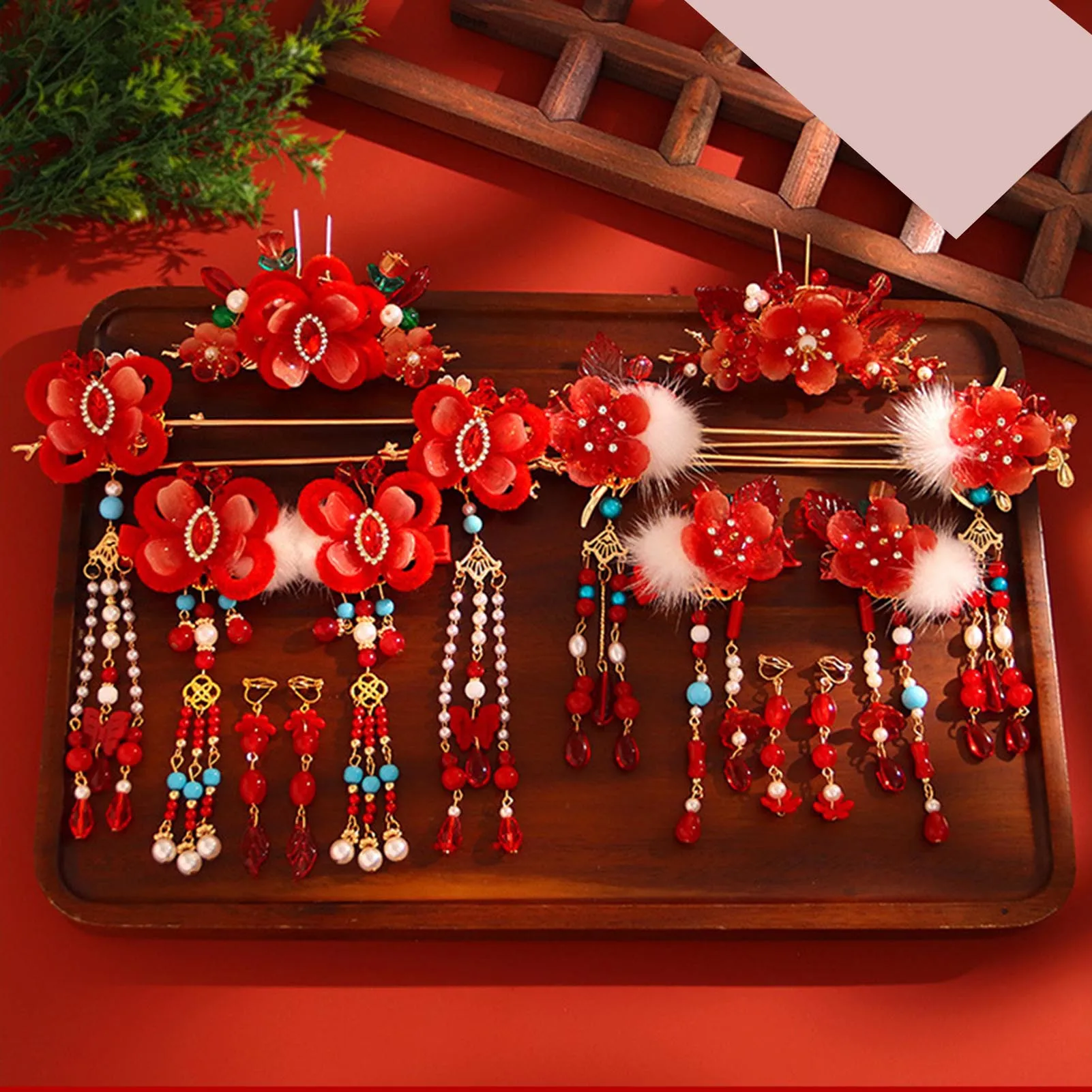 Chinese Hanfu Hair Accessories Hairpin Set Tassel Red Hanfu Hair Stick Alloy Earring Flower Hair Comb Wedding Hair Jewelry
Chinese Hanfu Hair Accessories Hairpin Set Tassel Red Hanfu Hair Stick Alloy Earring Flower Hair Comb Wedding Hair Jewelry