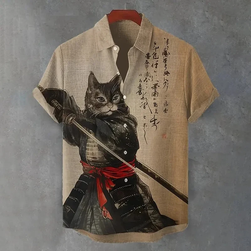 Men's fashionable vintage style cool black cat assassin ninja pattern printed fashionable street short-sleeved shirt
Men's fashionable vintage style cool black cat assassin ninja pattern printed fashionable street short-sleeved shirt