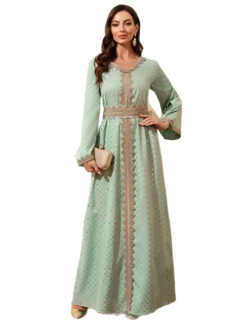 Eid Party Dress for Women AbayJalabiya V Neck Sashes Morocco Kaftan Dubai Ramadan Muslim 2025 Vestidos Largos Arab Long Robe
Eid Party Dress for Women AbayJalabiya V Neck Sashes Morocco Kaftan Dubai Ramadan Muslim 2025 Vestidos Largos Arab Long Robe