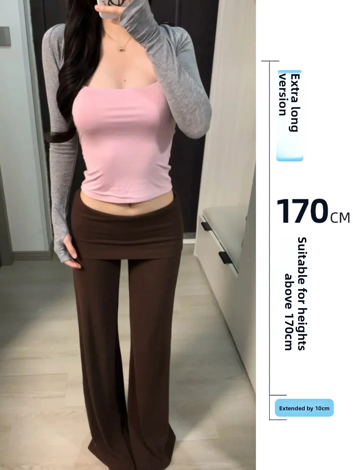 Extended Length Knitted Casual Pants Women's Autumn Sle High Waist Flared Legs Casual Trousers for Ladies in Coffee Color
Extended Length Knitted Casual Pants Women's Autumn Sle High Waist Flared Legs Casual Trousers for Ladies in Coffee Color