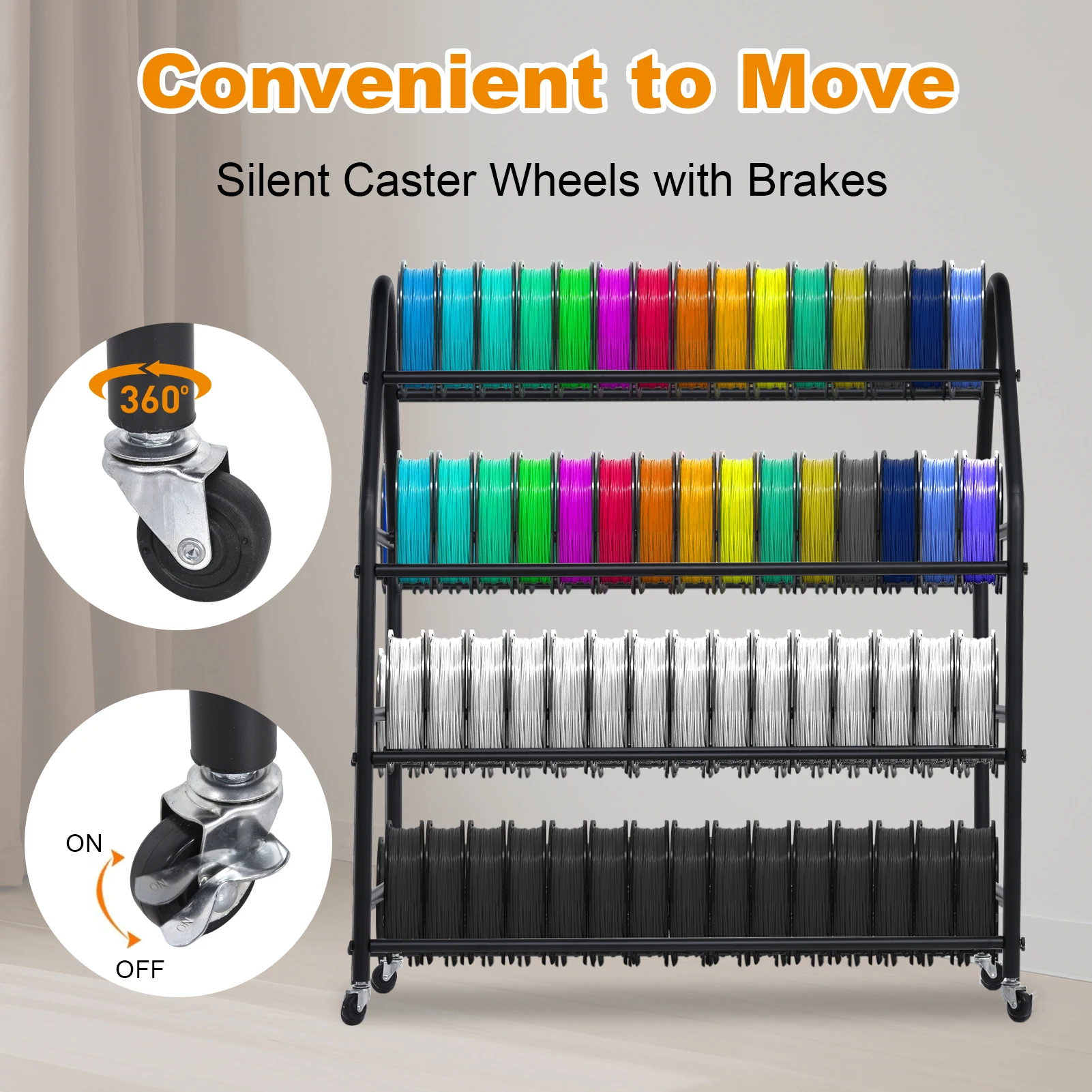 3D Printer Filament Storage Rack with Wheels, 4 Tier Heavy Duty Metal Shelf Mobile Cart for 3D Printing Accessories Filament Spool Holder Organizer for 900LBS Capacity for Workshop Studio Office Home
3D Printer Filament Storage Rack with Wheels, 4 Tier Heavy Duty Metal Shelf Mobile Cart for 3D Printing Accessories Filament Spool Holder Organizer for 900LBS Capacity for Workshop Studio Office Home