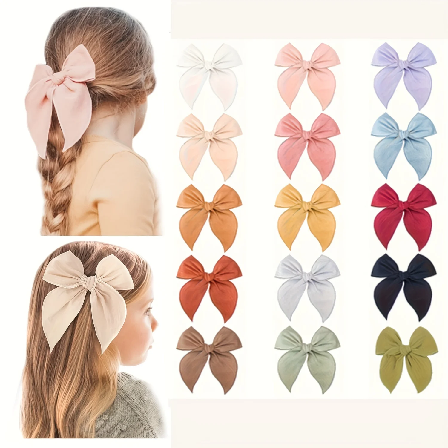 15pcs Simple Solid Color Bow Hairpins Set Sweet Fabric Large Bowknot Duckbill Clips Handmade Hair Accessories
15pcs Simple Solid Color Bow Hairpins Set Sweet Fabric Large Bowknot Duckbill Clips Handmade Hair Accessories
