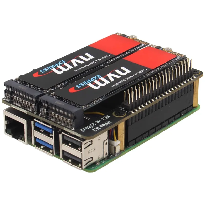 Плата расширения Raspberry Pi 5 (PI5) X1004 с поддержкой двух M.2 NVMe SSD через PCIe
Плата расширения Raspberry Pi 5 (PI5) X1004 с поддержкой двух M.2 NVMe SSD через PCIe
