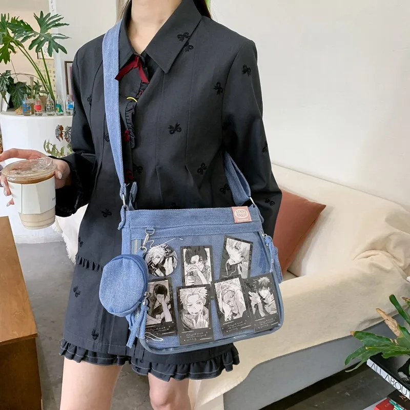 Y2K Korean Kawaii Bag Casual Denim Fabric Shoulder Bag Girls Transparent Pocket Harajuku Crossbody Bag Women's Bag
Y2K Korean Kawaii Bag Casual Denim Fabric Shoulder Bag Girls Transparent Pocket Harajuku Crossbody Bag Women's Bag