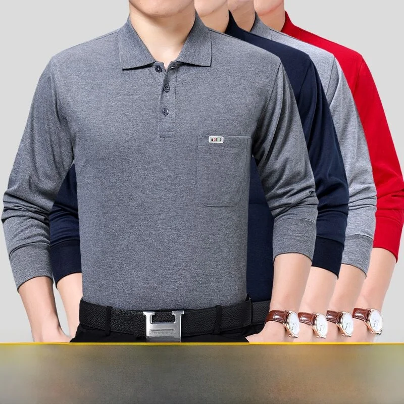Loose Fit Long Sleeve Neck T-Shirt Casual Dad Clothes for Middle-Aged And Elderly Men Cotton Pure Color Large Size
Loose Fit Long Sleeve Neck T-Shirt Casual Dad Clothes for Middle-Aged And Elderly Men Cotton Pure Color Large Size