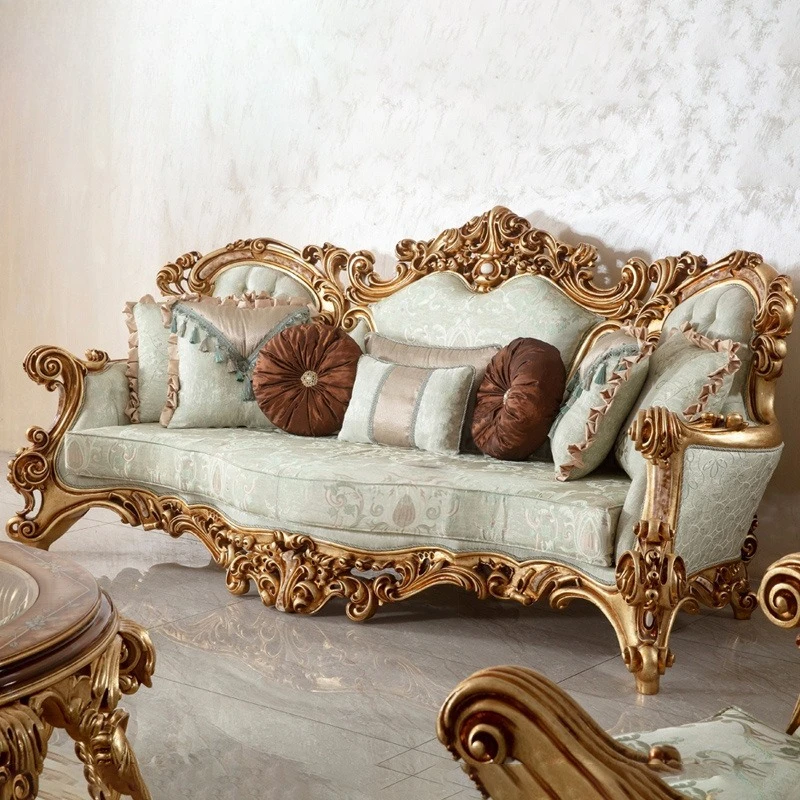 European solid wood hand-carved court fabric sofa combination large apartment villa living room furniture
European solid wood hand-carved court fabric sofa combination large apartment villa living room furniture