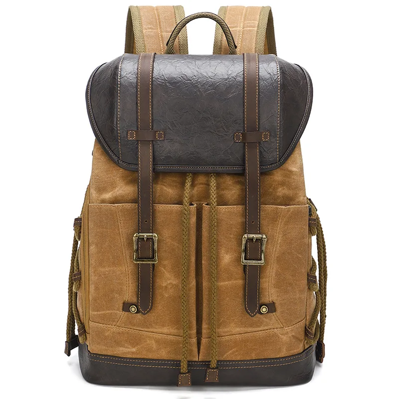 Men's Waxed Canvas Backpack - Waterproof Travel Rucksack, Vintage School Laptop Bag for Work & Outdoor Hiking
Men's Waxed Canvas Backpack - Waterproof Travel Rucksack, Vintage School Laptop Bag for Work & Outdoor Hiking