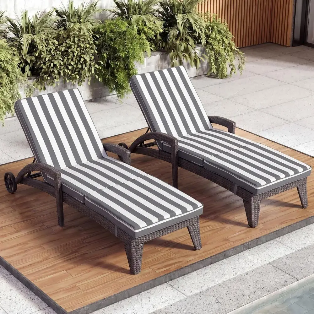 2-Piece Outdoor Chaise Lounge Set, Durable Patio Chairs, Ideal for Backyard, Deck, Poolside, Garden, Grey Stripe Pattern
2-Piece Outdoor Chaise Lounge Set, Durable Patio Chairs, Ideal for Backyard, Deck, Poolside, Garden, Grey Stripe Pattern