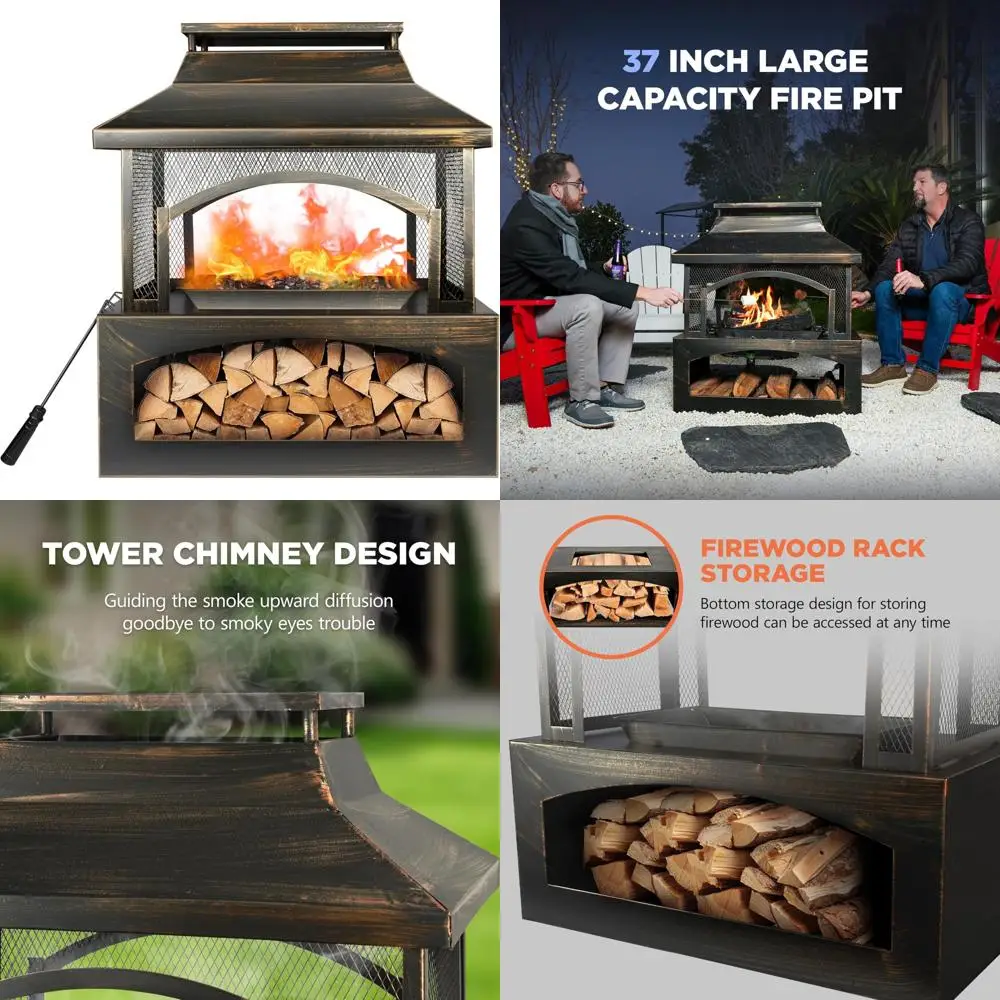 Large Outdoor Wood-Burning Fireplace with 37 Fire Pits and Wood Storage, featuring Mesh Spark Screen
Large Outdoor Wood-Burning Fireplace with 37 Fire Pits and Wood Storage, featuring Mesh Spark Screen