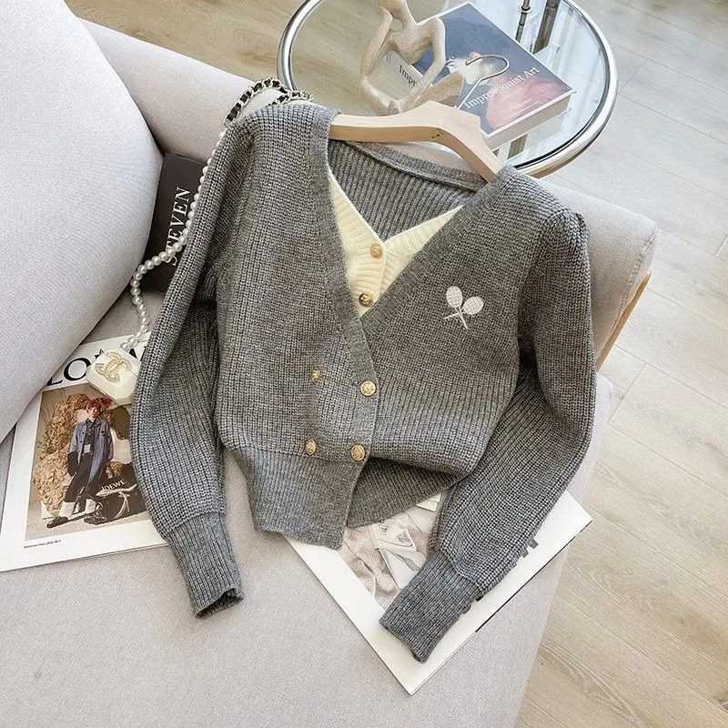 Knitted Cardigan Women Autumn and Winter Design Sense Sweater Coat Color Matching Tops Cropped Cardigan Sweaters for Women
Knitted Cardigan Women Autumn and Winter Design Sense Sweater Coat Color Matching Tops Cropped Cardigan Sweaters for Women