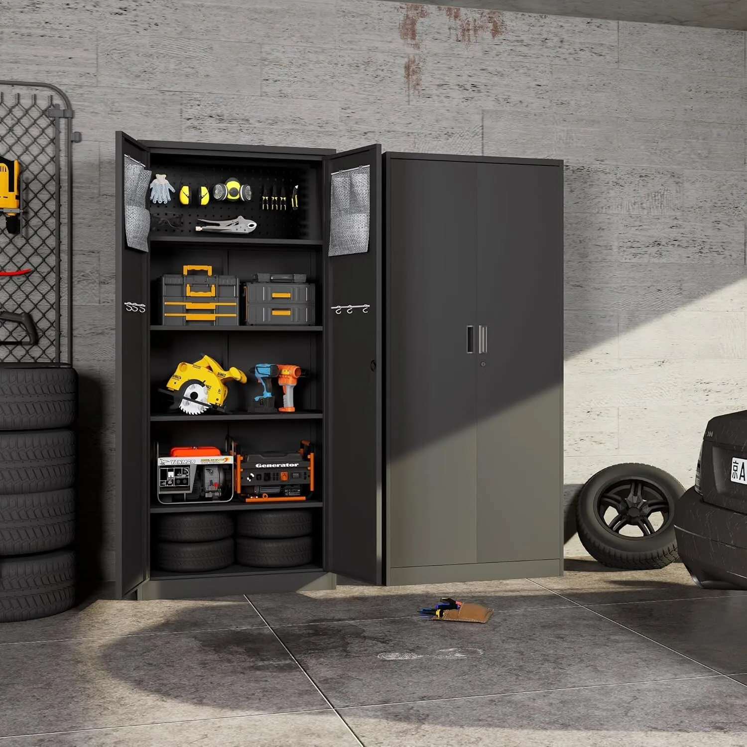 Металлический гаражный шкаф для хранения вещей с запирающейся дверью, запираемый сверхмощный шкаф для инструментов
Металлический гаражный шкаф для хранения вещей с запирающейся дверью, запираемый сверхмощный шкаф для инструментов