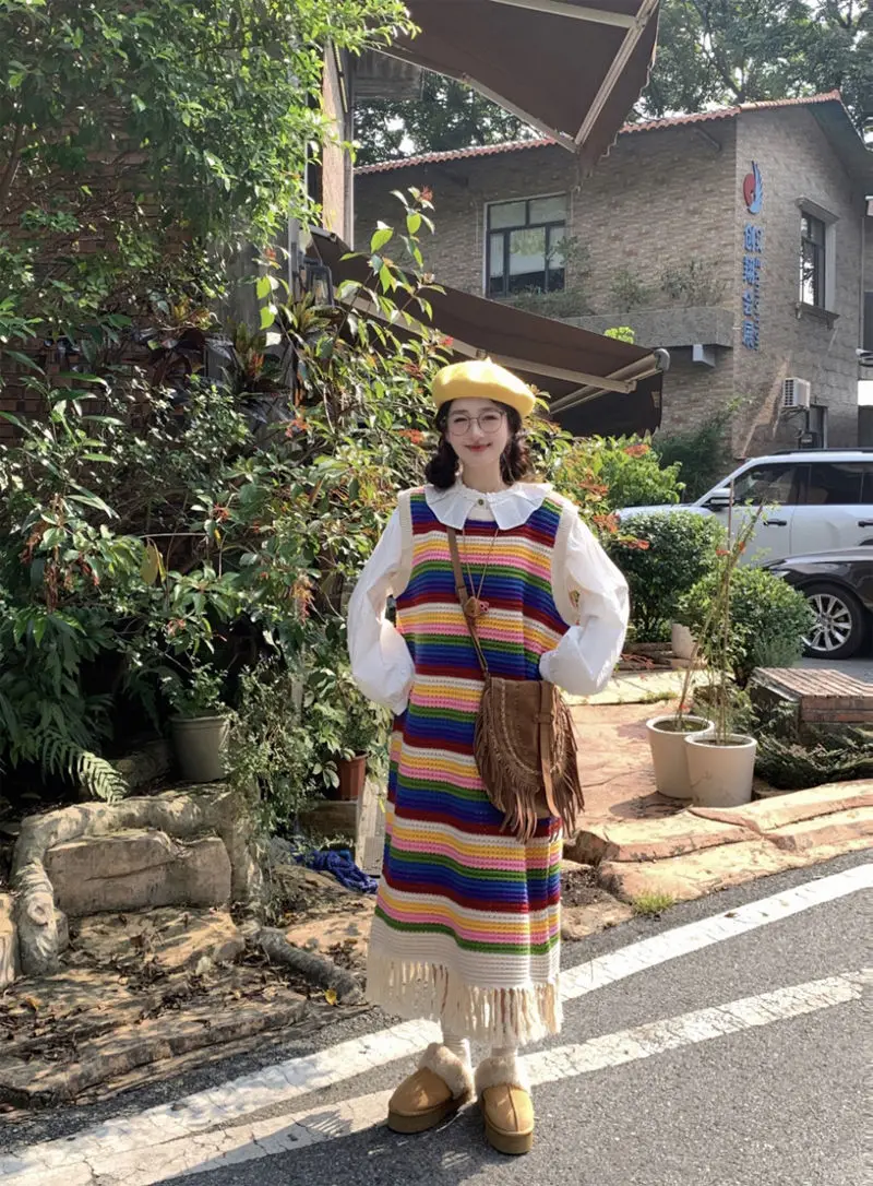 Knitted Sleeveless Dresses Elegant Womens Autumn Tonal Bow Slit Streetwear Bohemian Splice Fashionable Zipper Buttoned Kintwears
Knitted Sleeveless Dresses Elegant Womens Autumn Tonal Bow Slit Streetwear Bohemian Splice Fashionable Zipper Buttoned Kintwears