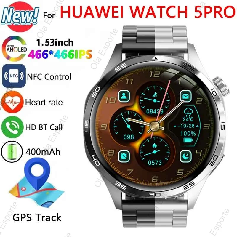 Для Huawei Смарт-часы Мужские часы 5 Pro AMOLED 1,53-дюймовый HD-экран Bluetooth Вызов GPS Компас NFC Сердечный ритм Водонепроницаемые умные часы
Для Huawei Смарт-часы Мужские часы 5 Pro AMOLED 1,53-дюймовый HD-экран Bluetooth Вызов GPS Компас NFC Сердечный ритм Водонепроницаемые умные часы