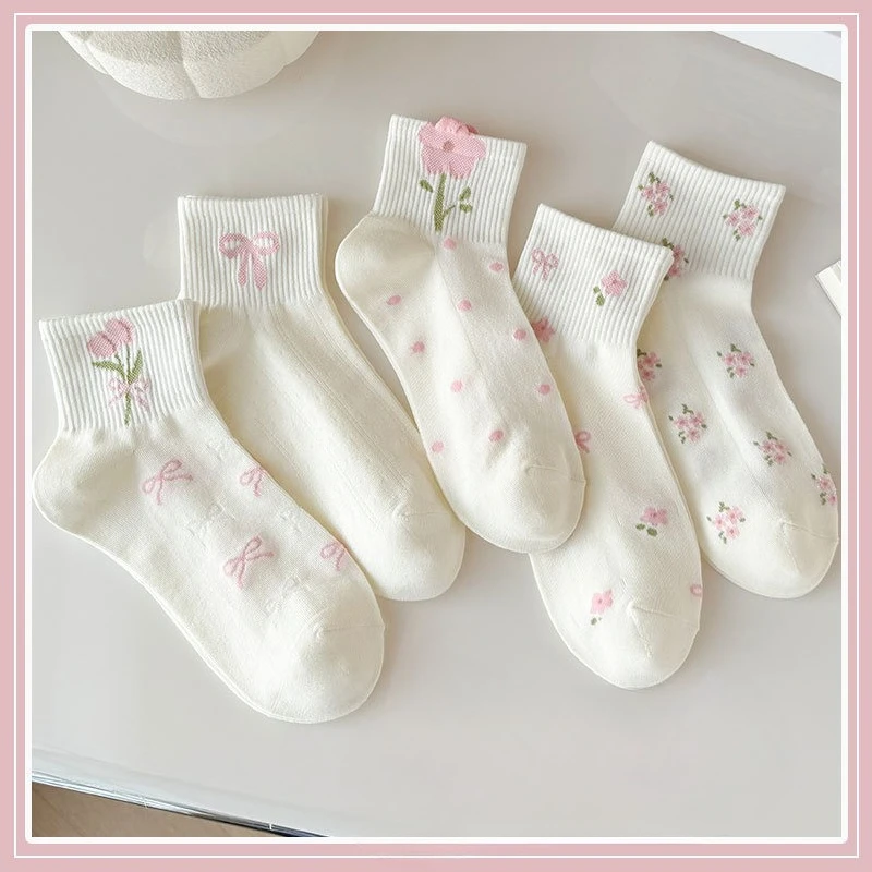 1/5 пар новых женских носков на весну-осень, повседневные, удобные, минималистичные, с цветочным принтом, милые носки с бантом, модные универсальные хлопковые носки
1/5 пар новых женских носков на весну-осень, повседневные, удобные, минималистичные, с цветочным принтом, милые носки с бантом, модные универсальные хлопковые носки