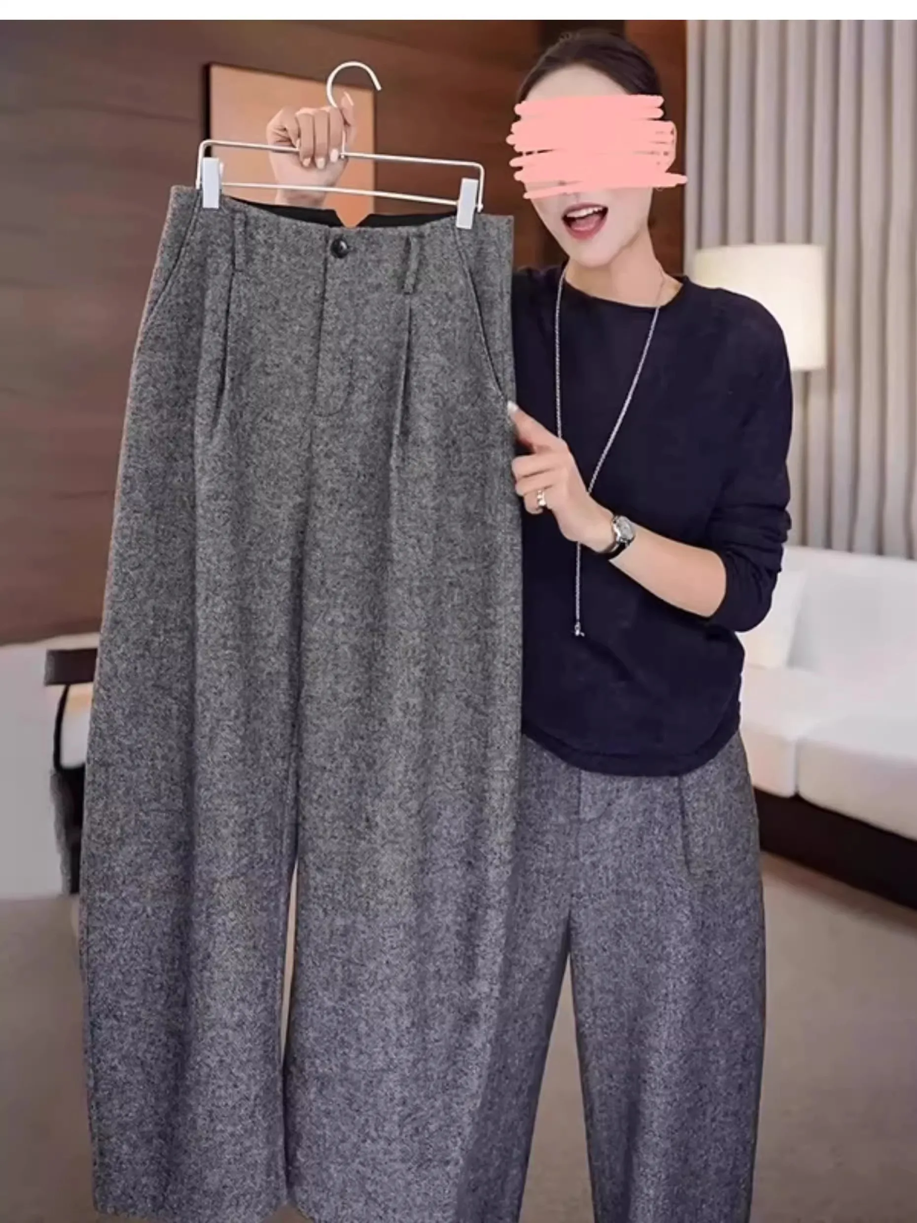 Шерстяные брюки с высокой талией для женщин, повседневные, свободного кроя, больших размеров, для фигуры типа «груша», модные, всесезонные
Шерстяные брюки с высокой талией для женщин, повседневные, свободного кроя, больших размеров, для фигуры типа «груша», модные, всесезонные