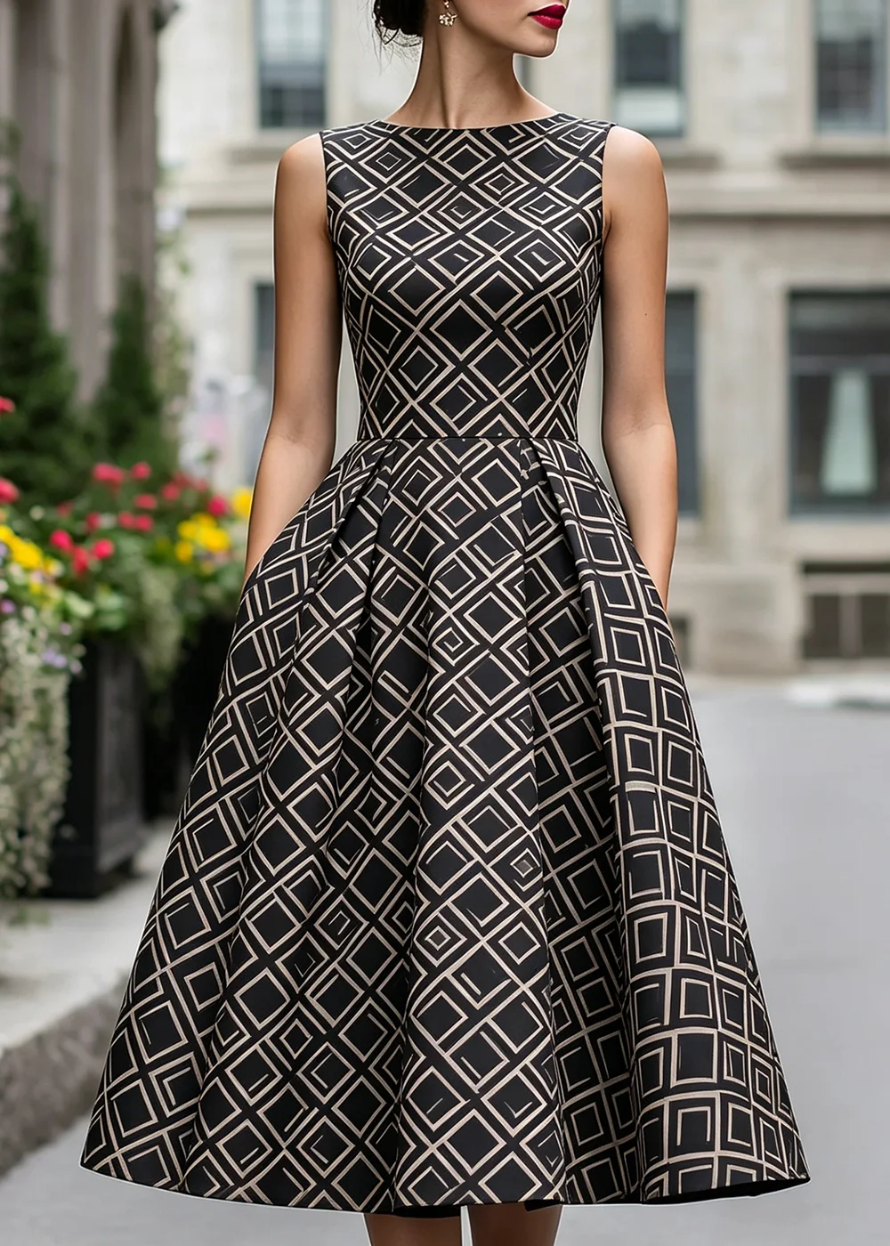 Women's Summer Sleeveless Geometric Print Sexy Midi Dress Fashion Casual Versatile Evening Elegant Party A-Line Swing Dress
Women's Summer Sleeveless Geometric Print Sexy Midi Dress Fashion Casual Versatile Evening Elegant Party A-Line Swing Dress
