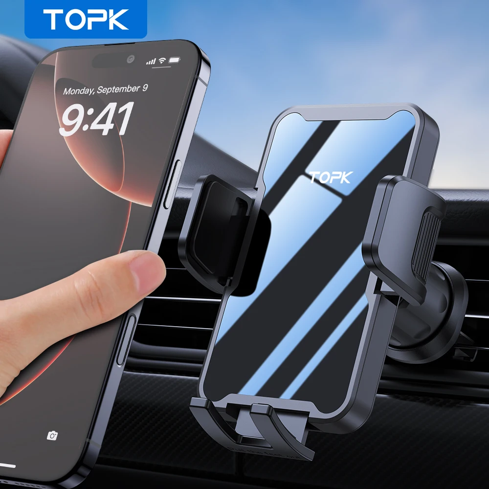 Автомобильный держатель для телефона TOPK для автомобильного вентиляционного отверстия, держатель для телефона для автомобиля, 360° ° Регулируемая автомобильная мобильная поддержка iPhone и Android 4–7 дюймов. 
Автомобильный держатель для телефона TOPK для автомобильного вентиляционного отверстия, держатель для телефона для автомобиля, 360° ° Регулируемая автомобильная мобильная поддержка iPhone и Android 4–7 дюймов.