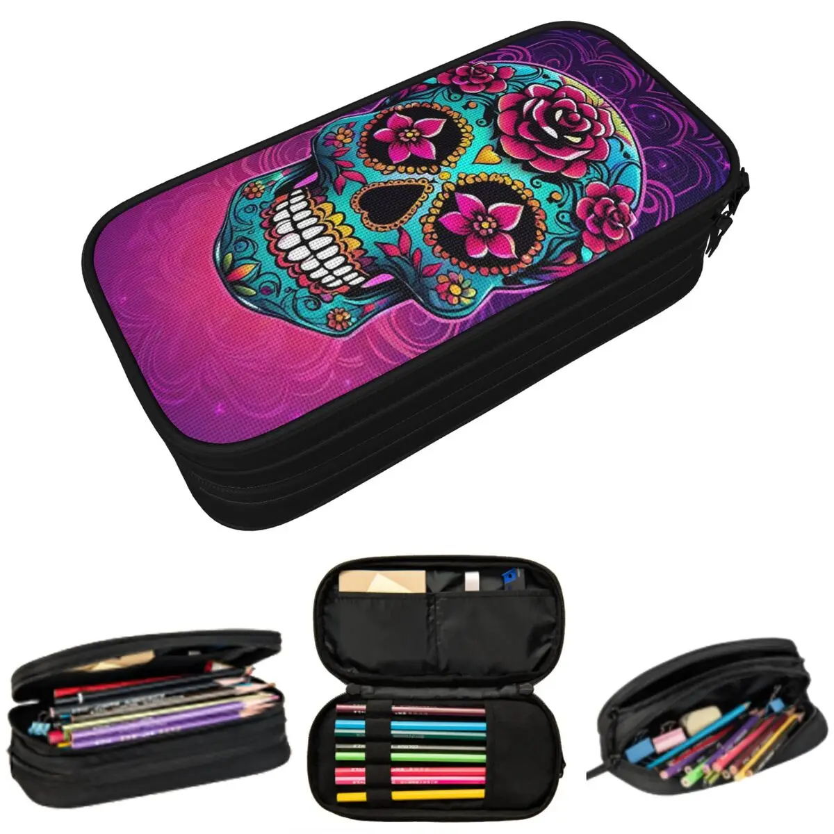 Mexican Sugar Skulls And Flowers Pencil Case for Studen Gifts Pen Box Pencil Bag Stationery Supplies Pen Holder Bag
Mexican Sugar Skulls And Flowers Pencil Case for Studen Gifts Pen Box Pencil Bag Stationery Supplies Pen Holder Bag