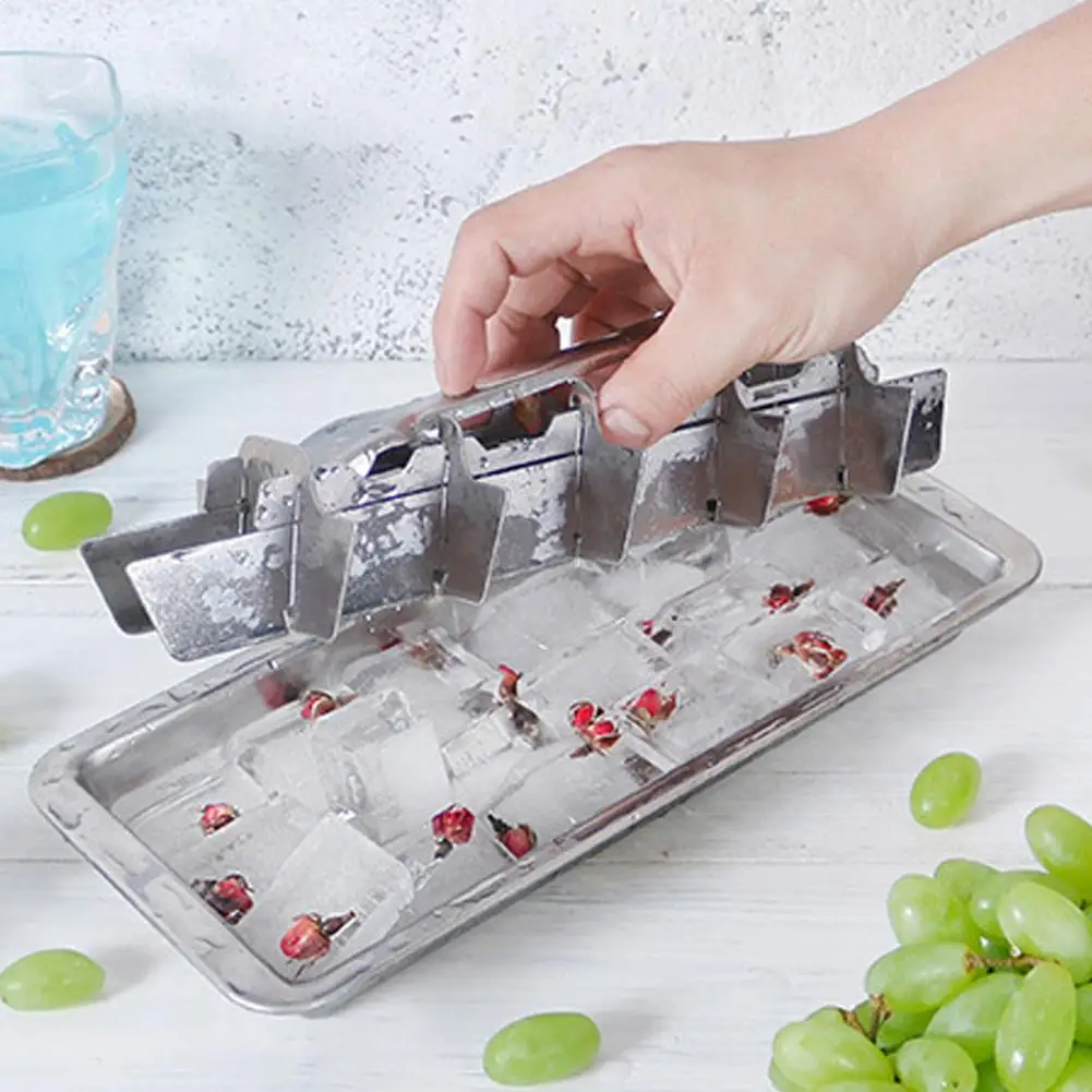 Пыленепроницаемый лоток для кубиков льда, лотки для кубиков льда из нержавеющей стали с рычажной ручкой, 18-кадровая многоразовая форма для льда для бара, кухни, легкая
Пыленепроницаемый лоток для кубиков льда, лотки для кубиков льда из нержавеющей стали с рычажной ручкой, 18-кадровая многоразовая форма для льда для бара, кухни, легкая