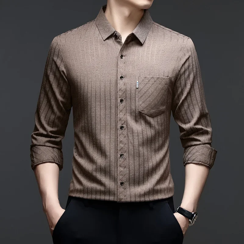 Mens Vertical Striped Long Sleeve Dress Shirts Casual Business Tops Breathable Lightweight Tops with Chest Pocket for Men
Mens Vertical Striped Long Sleeve Dress Shirts Casual Business Tops Breathable Lightweight Tops with Chest Pocket for Men