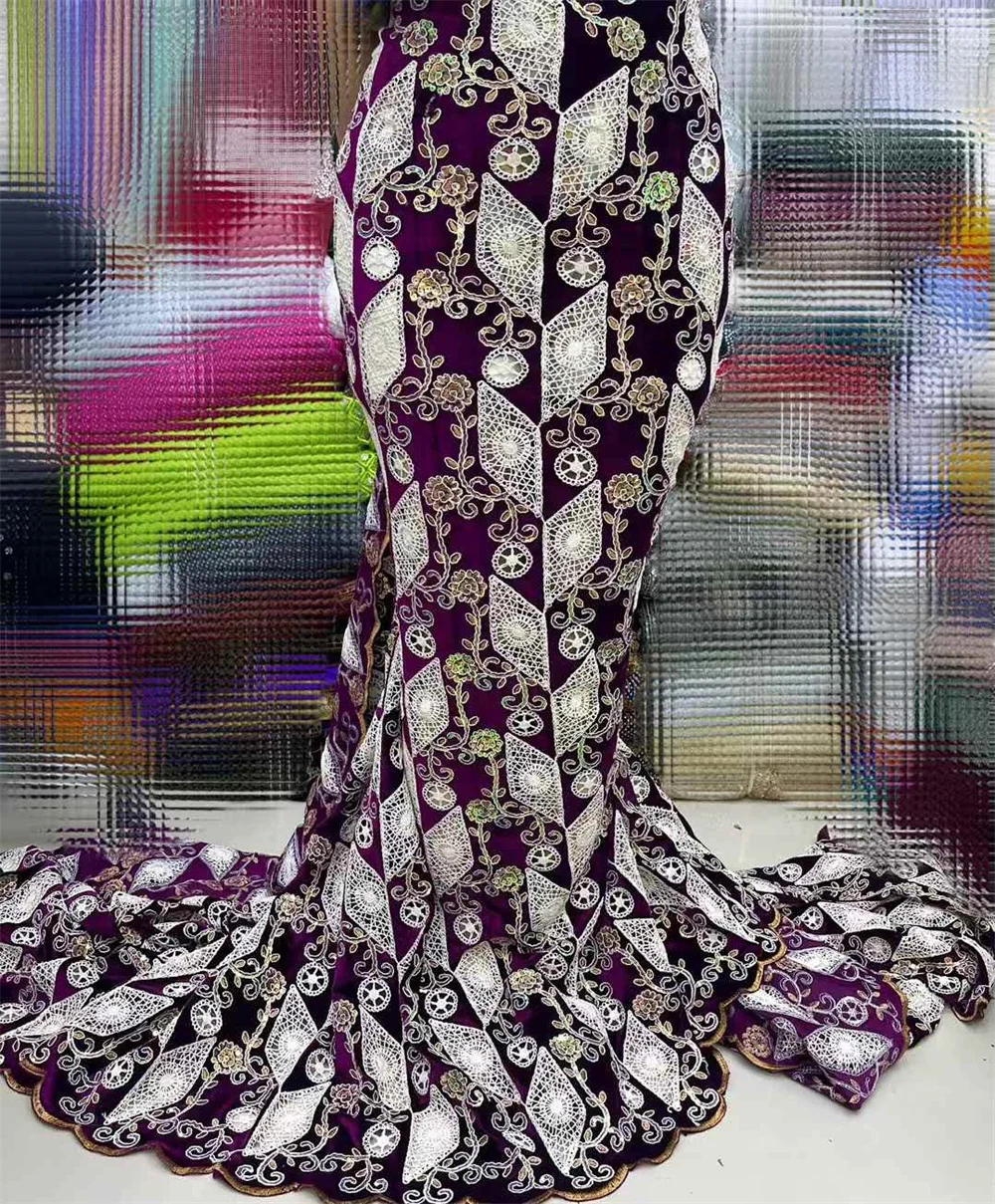 Embroidered Dubai New African Lace Fabric 2024 High quality 5Yard Velvet Lace Fabric With Stones For Woman Evening Dress W150-1
Embroidered Dubai New African Lace Fabric 2024 High quality 5Yard Velvet Lace Fabric With Stones For Woman Evening Dress W150-1