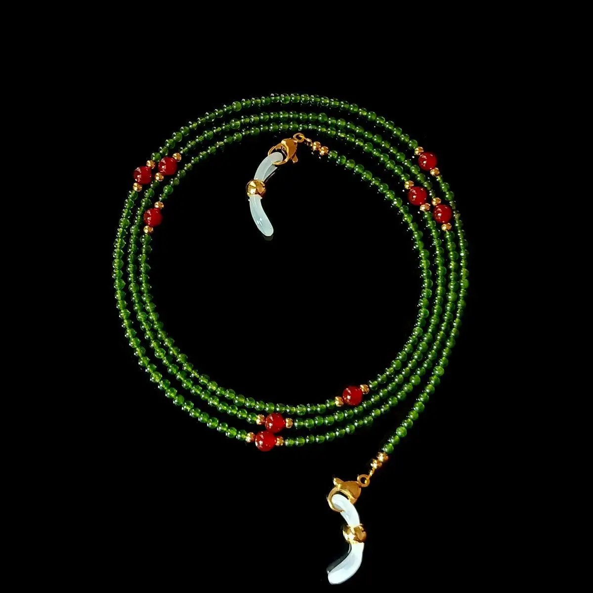 Emerald Pomegranate Natural Stone Handmade Beaded Glasses Chain round Beads Halter Necklace Bracelet Temperament Mask
Emerald Pomegranate Natural Stone Handmade Beaded Glasses Chain round Beads Halter Necklace Bracelet Temperament Mask