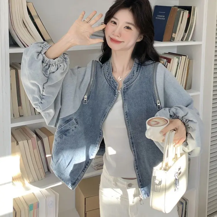 Korea Zipper Spliced Denim Jacket Women Spring Autumn New Hot Selling Versatile Casual Niche Bat Sleeve Jacket Long Sleeve Top
Korea Zipper Spliced Denim Jacket Women Spring Autumn New Hot Selling Versatile Casual Niche Bat Sleeve Jacket Long Sleeve Top