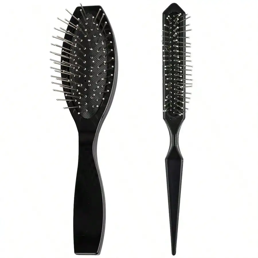 2-In-1 Synthetic Wig Brush With Stainless Steel Handle And Ball Tips For Gentle Detangling And Styling Natural Curls And Wigs - Black (2PCS)
2-In-1 Synthetic Wig Brush With Stainless Steel Handle And Ball Tips For Gentle Detangling And Styling Natural Curls And Wigs - Black (2PCS)