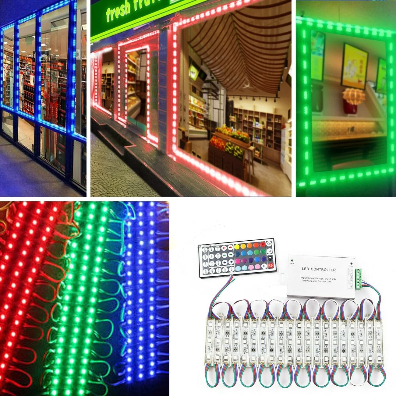 Super Bright IP65 Waterproof 5050 SMD Module Light Sign Strip Lamp DC 12V with Controller
Super Bright IP65 Waterproof 5050 SMD Module Light Sign Strip Lamp DC 12V with Controller