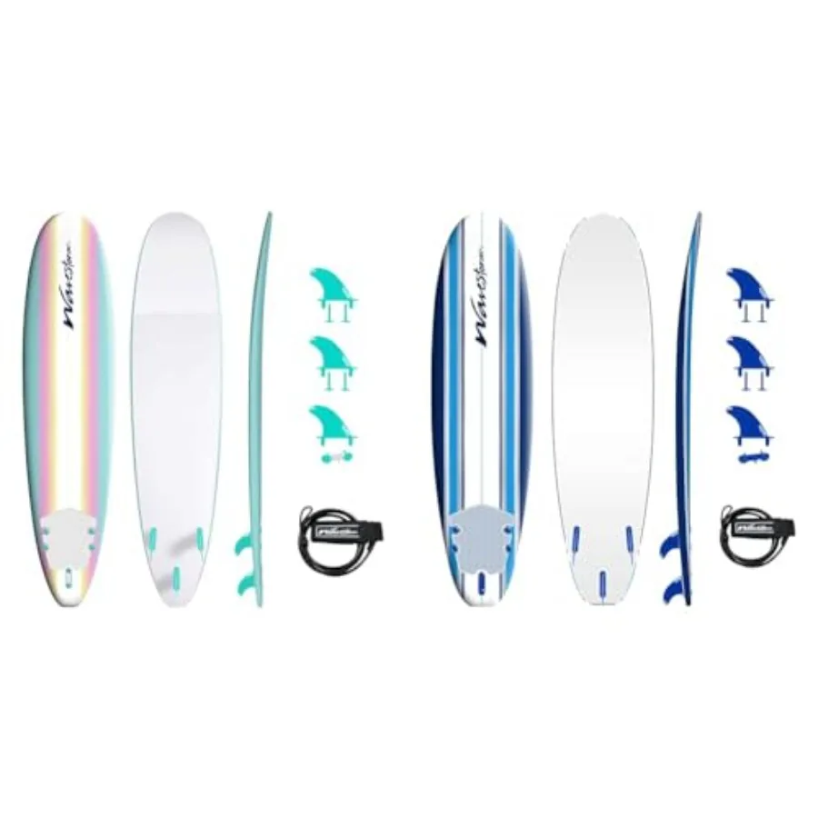 Beginner surfboard set: 8ft 7ft soft top foam boards for all levels, blue/white, lightweight durable construction with leash an
Beginner surfboard set: 8ft 7ft soft top foam boards for all levels, blue/white, lightweight durable construction with leash an