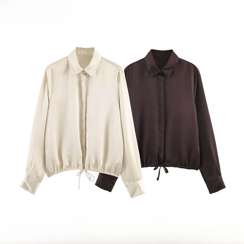 Модная женская блузка из полиэстера с эффектом шелкового атласа, свободного кроя, с длинным рукавом, дышащая, для уличного стиля, зимняя новинка
Модная женская блузка из полиэстера с эффектом шелкового атласа, свободного кроя, с длинным рукавом, дышащая, для уличного стиля, зимняя новинка