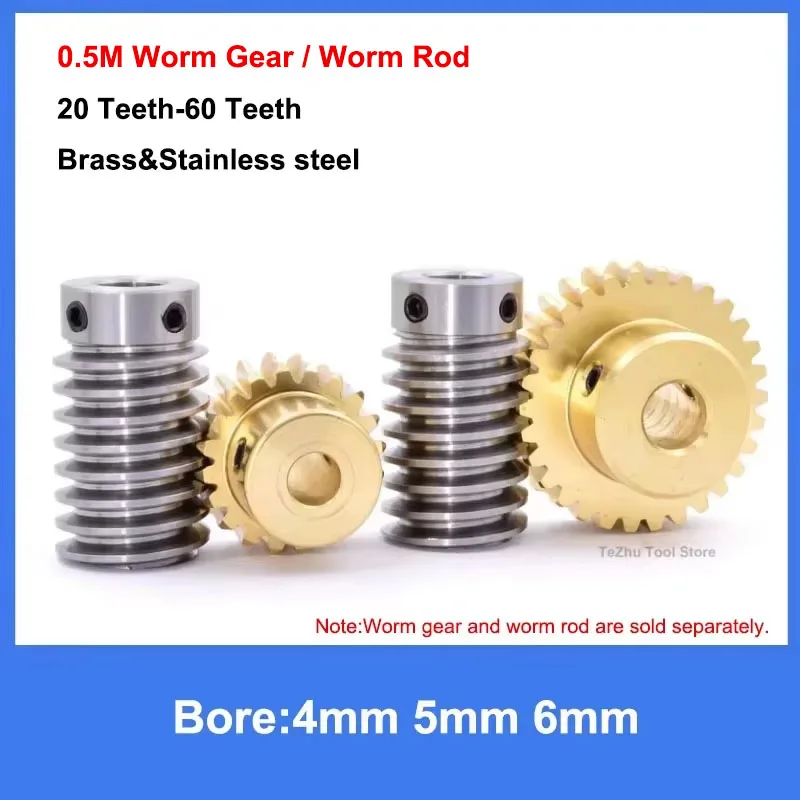1Pcs 0.5M Brass Worm Gear Wheel Stainless Steel Worm Rod 0.5 Modulus 20 Teeth-60 Teeth Worm Gear Bore 4/5/6mm
1Pcs 0.5M Brass Worm Gear Wheel Stainless Steel Worm Rod 0.5 Modulus 20 Teeth-60 Teeth Worm Gear Bore 4/5/6mm