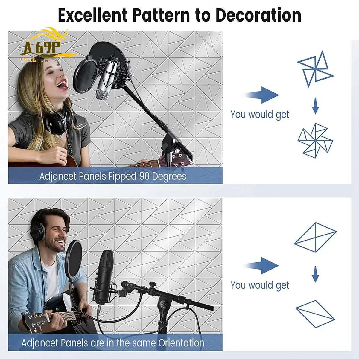 A69P-12Pack Acoustic Foam Panels Sound Proof Foam Panels Sound Panels High Density With Self-Adhesive, 12X 12X 0.4Inch White
A69P-12Pack Acoustic Foam Panels Sound Proof Foam Panels Sound Panels High Density With Self-Adhesive, 12X 12X 0.4Inch White