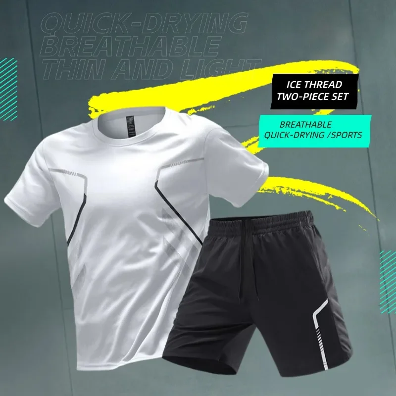 Sportswear set, men's running short-sleeved quick-drying suit, basketball suit, feather fitness suit, training shorts, summer
Sportswear set, men's running short-sleeved quick-drying suit, basketball suit, feather fitness suit, training shorts, summer