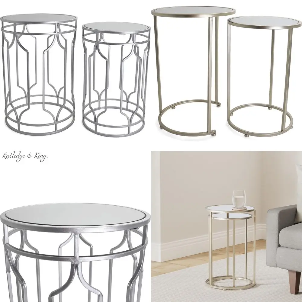 Silver Mirrored Nesting Round End Tables Set of 2 by Rutledge & King Alexander
Silver Mirrored Nesting Round End Tables Set of 2 by Rutledge & King Alexander