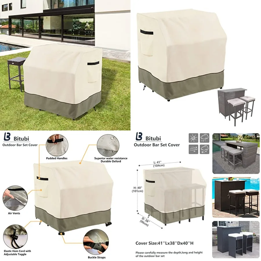 41 Inch Outdoor Bar Set Cover 600D Oxford Cloth Heavy Duty Waterproof Patio Bar Set Cover Wicker Bar Table Set Covers
41 Inch Outdoor Bar Set Cover 600D Oxford Cloth Heavy Duty Waterproof Patio Bar Set Cover Wicker Bar Table Set Covers