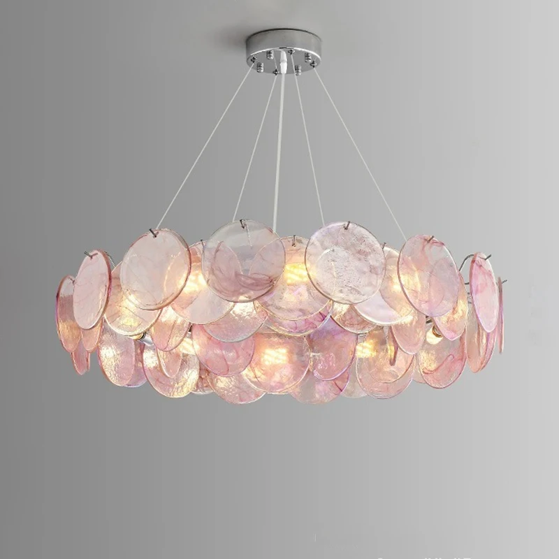 lModern retro living room main chandelier light, pink glass romantic pendant light, bedroom dining room decorative lighting
lModern retro living room main chandelier light, pink glass romantic pendant light, bedroom dining room decorative lighting