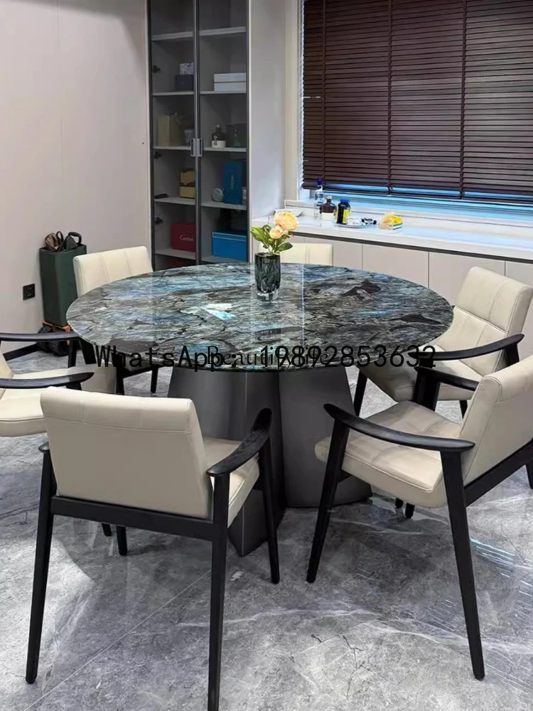ZZ Blue jadeite dining table round natural luxury stone large flat mansion living room home
ZZ Blue jadeite dining table round natural luxury stone large flat mansion living room home
