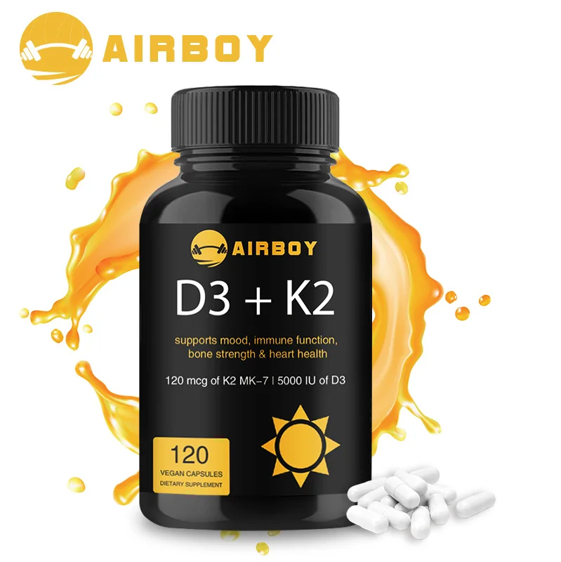 Vitamin D3+K2 Capsules - for Regulate Calcium Metabolism Bone & Heart & Immunity System Health
Vitamin D3+K2 Capsules - for Regulate Calcium Metabolism Bone & Heart & Immunity System Health
