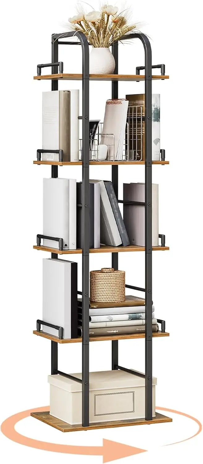 5 Tier Rotating Bookshelf, Freestanding Corner Bookshelf, 360 Spinning Bookcase Tower, Tall Industrial Style Organizer,
5 Tier Rotating Bookshelf, Freestanding Corner Bookshelf, 360 Spinning Bookcase Tower, Tall Industrial Style Organizer,